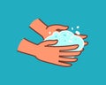 Washing hands with soap. Personal care, hygiene vector illustration Royalty Free Stock Photo