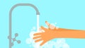 Washing hands with soap and running water. The concept of a dangerous pandemic coronavirus