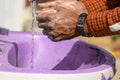 Washing of hands with soap under running water,Close-up Of Applying Soap While Washing Hands Royalty Free Stock Photo