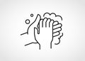 Washing hands with soap. Vector illustration icon.