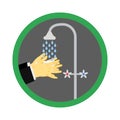 Washing hands under a tap with soap and water. The concept of hygiene, clean your hands after street before dinner. Vector.