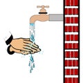 Washing hands under the water tap .