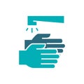 Washing hands with water colored icon. Cleaning and disinfection, hygiene symbol.