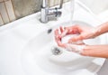 Washing hands with water and soap Royalty Free Stock Photo