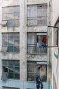 Washing hanging from a line in a courtyard in Mexico City Royalty Free Stock Photo