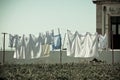 Washing hanging outside an old building, Portugal Coast