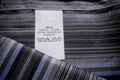 Washing instruction label on cotton vertical stripes shirt