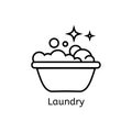 Washing, ironing, clean laundry line icons. Washing machine, iron, handwash and other clining icon. Order in the house linear sign Royalty Free Stock Photo