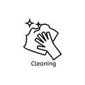 Washing, ironing, clean laundry line icons. Washing machine, iron, handwash and other clining icon. Order in the house linear sign