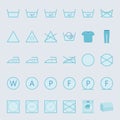 Washing and ironing clothes color flat icon set