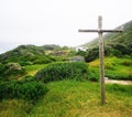 A washing line on a churches` camping grounds that looks like a cross