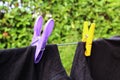 Washing line and pin clothes with t-shirt Royalty Free Stock Photo