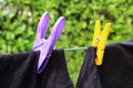 Washing line and pin clothes with t-shirt Royalty Free Stock Photo