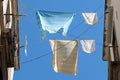 washing lines and blue sky Royalty Free Stock Photo