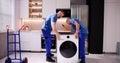 Washing Machine Appliance Delivery And Install Royalty Free Stock Photo