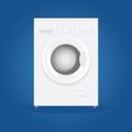 Washing machine on a blue background. Equipment for washing.