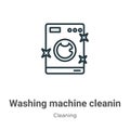 Washing machine cleanin outline vector icon. Thin line black washing machine cleanin icon, flat vector simple element illustration Royalty Free Stock Photo