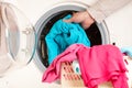 Washing machine with colorful clothes Royalty Free Stock Photo