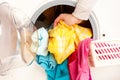 Washing machine with colorful clothes Royalty Free Stock Photo