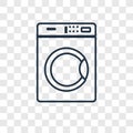 Washing machine concept vector linear icon isolated on transparent background, Washing machine concept transparency logo in