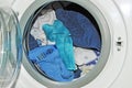 Washing Machine with dirty Linen, Close up, Detail Royalty Free Stock Photo