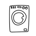 Washing machine doodle vector icon. Drawing sketch illustration hand drawn line Royalty Free Stock Photo