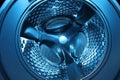 Washing machine with empty drum as background, closeup Royalty Free Stock Photo