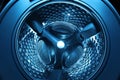 Washing machine with empty drum as background, closeup Royalty Free Stock Photo