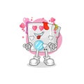 Washing machine fallin love vector. cartoon character Royalty Free Stock Photo