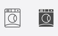 Washing machine filled and outline vector icon sign symbol