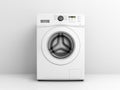 Washing machine front view on a white wall background 3d illustration