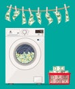 Washing machine full of dollars banknotes.