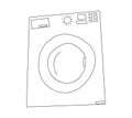 Washing machine icon. Washing machine drawn with a contour, household appliances, clothes dryer