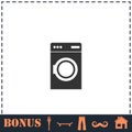 Washing machine icon flat Royalty Free Stock Photo