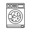 The washing machine icon. The outline of an electric appliance for washing clothes.