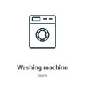 Washing machine icon outline vector icon. Thin line black washing machine icon icon, flat vector simple element illustration from Royalty Free Stock Photo