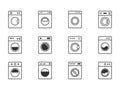 Washing machine icon set, laundry symbols with wash machine Royalty Free Stock Photo