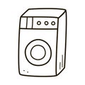 Washing machine icon, vector contour template, doodle style Royalty Free Stock Photo