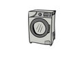 Washing machine icon vector with doodle style Royalty Free Stock Photo