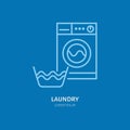 Washing machine icon, washer line logo. Flat sign for launderette service. Logotype for self-service laundry, clothing Royalty Free Stock Photo