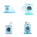 Washing machine icons set cartoon vector. Broken washing machine Royalty Free Stock Photo