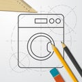 washing machine illustration. Laundry flat vector icon Royalty Free Stock Photo