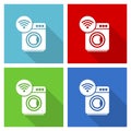 Washing machine, internet, wifi icon set, flat design vector illustration in eps 10 for webdesign and mobile applications in four Royalty Free Stock Photo