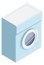 Washing machine isometric icon. Bathroom laundry furniture