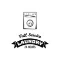 Washing Machine. Laundry Room And Dry Cleaning label and badge. On White Royalty Free Stock Photo