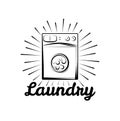 Washing Machine. Laundry Room And Dry Cleaning label and badge. On White Royalty Free Stock Photo