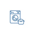 Washing machine,laundry service line icon concept. Washing machine,laundry service flat vector symbol, sign, outline
