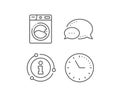 Washing machine line icon. Laundry service sign. Clothing cleaner. Vector
