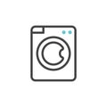 Washing machine line icon. linear style sign . Automatic washer outline vector icon. Stock vector illustration isolated on white