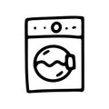 washing machine line vector doodle simple icon Royalty Free Stock Photo